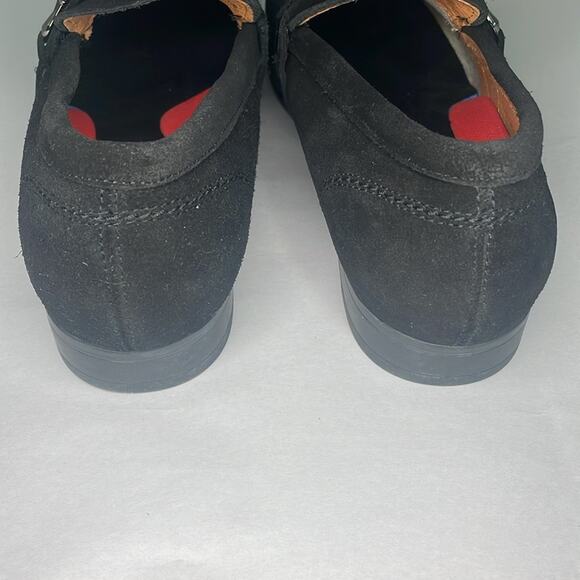 Stacy Adams Mens Quillan Moc Toe Ornament Slip On Black Suede Leather Loafer 7M - Picture 6 of 7